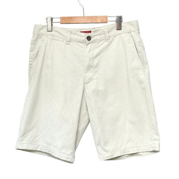 Merona Men's 100% Cotton Shorts Cream Golf Casual Summer Zip Fly - Picture 1 of 3